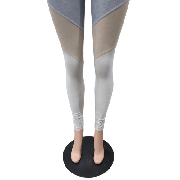 Outdoor Voices Spring 7/8 Color Block Athletic Leggings Blue Tan Grey Size Small - Picture 3 of 12